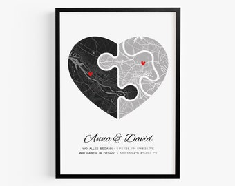 Anniversary gift for him Where it all began Coordinates picture Valentine's Day gift Wedding anniversary gift for husband wife Yes poster heart