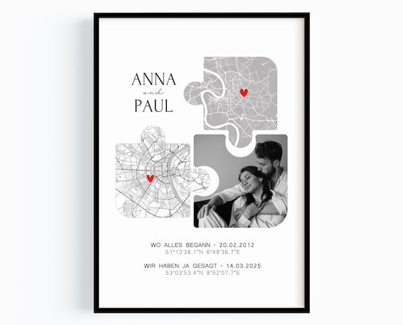 Jahrestag Geschenk für ihn Personalisiertes Fotogeschenk Partner Wo alles begann Geschenk Mann Frau Hochzeitstag Ja Bild Koordinaten Paar