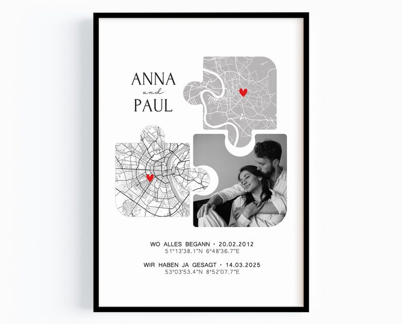 Anniversary gift for him Personalized photo gift Partner Where it all began Gift Man Woman Wedding anniversary Yes Picture Coordinates Couple image 1