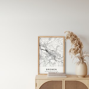 Deine Stadt Bild Stadtplan personalisiert Koordinaten Poster Stadtkarte Bilder Wohnzimmer Küche Schlafzimmer Schwarz Weiß Bild 6