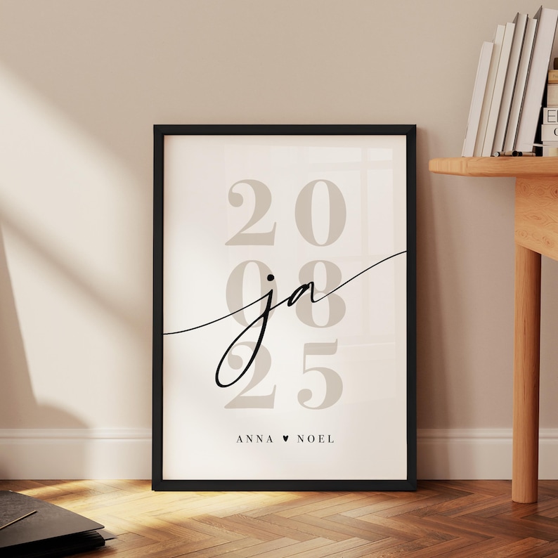 Wedding gift picture, wedding gift for the bride and groom - personalized wedding picture frame poster with wedding date image 8