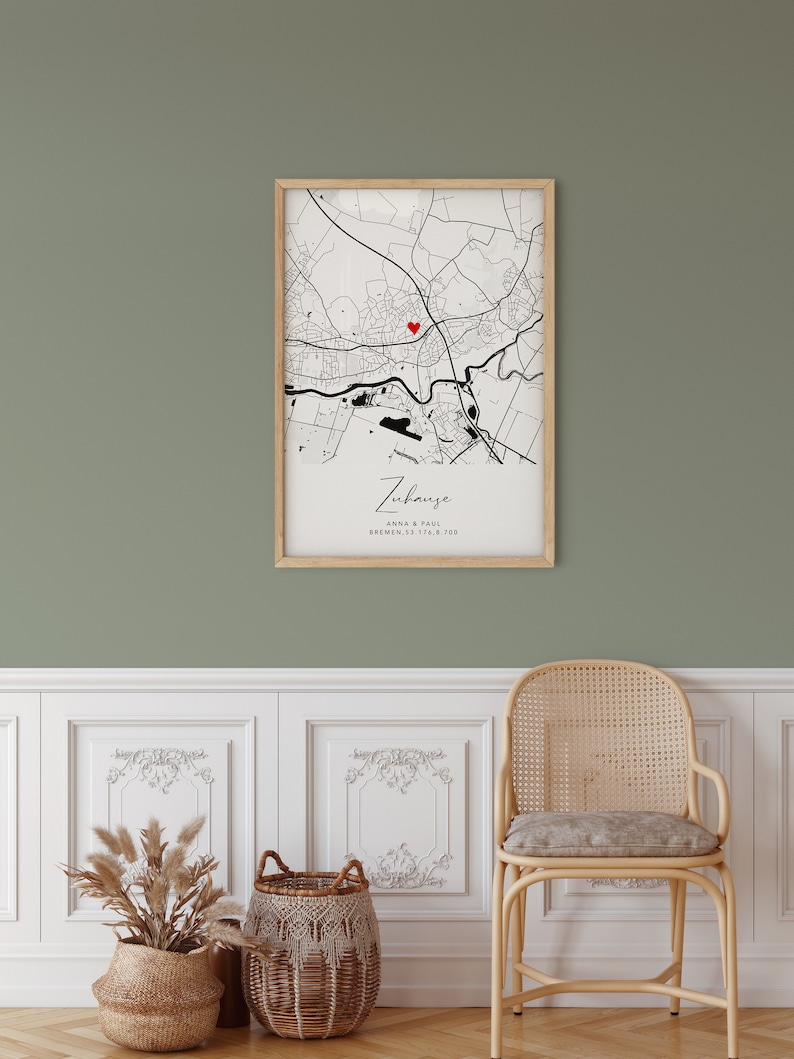 Housewarming gift for apartment, house Coordinates picture of home Gift for moving in, Valentine's Day, house building, wedding, topping out ceremony Pictures of living room image 6