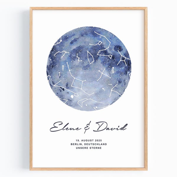 Valentine's Day gift for him/her | Personalized constellation gift for husband, wedding, anniversary, engagement, starry sky, star map