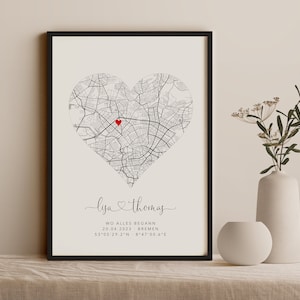 Erinnerungsgeschenk wo alles begann Karte personalisiert, Koordinaten Bild Verlobung Jahrestag Hochzeitsgeschenk Poster Bild 10