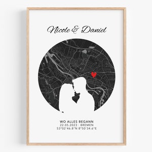 Personalisiertes Geschenk Mann Frau Jahrestag Geschenk Partner Wo alles begann Koordinaten Bild Hochzeitstag Verlobungsgeschenk Paar Poster