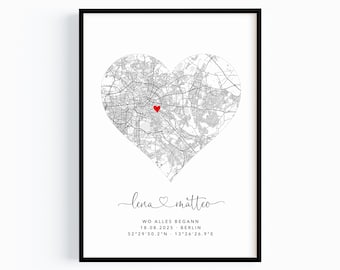 Tarjeta de recuerdo personalizada "donde todo empezó", coordina imagen, compromiso, aniversario, regalo de boda, póster