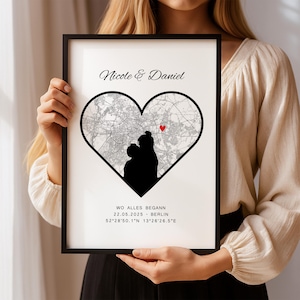 Wo alles begann Poster Hochzeitsgeschenk personalisiert Verlobungsgeschenk Koordinaten Bild Jahrestag Geschenk für ihn Partner Geschenk Paar