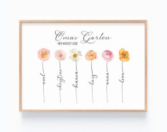 Grandma gift birthday Mother's Day Easter Grandma's garden picture personalized Mother's Day gift Grandma poster flowers gift idea Grandma Mom