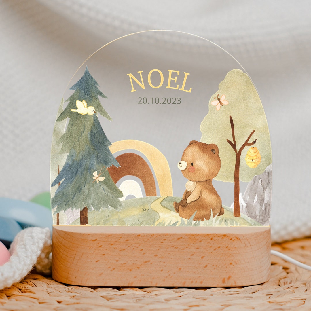 Personalisiertes LED Nachtlicht Für Kinder – Mit Namen, Blumenkranz-Design, USB-Betrieb