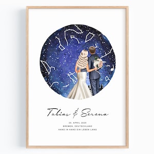 Hochzeitsgeschenk Hochzeit Geschenk für das Brautpaar Standesamt Geschenk Hand in Hand ein Leben lang Sternenbild Sternenhimmel Sternenkarte