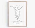 Wedding gift personalized with name date | Wedding picture hand in hand bride and groom | Anniversary Valentine's Day wedding anniversary JGA product logo