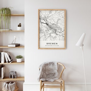 Deine Stadt Bild Stadtplan personalisiert Koordinaten Poster Stadtkarte Bilder Wohnzimmer Küche Schlafzimmer Schwarz Weiß Bild 5