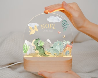 Personalized night light for boys dinosaur night lamp with name birth gift baby gift christening gift Christmas gift lamp
