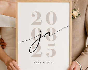 Wedding gift picture, wedding gift for the bride and groom - personalized wedding picture frame poster with wedding date