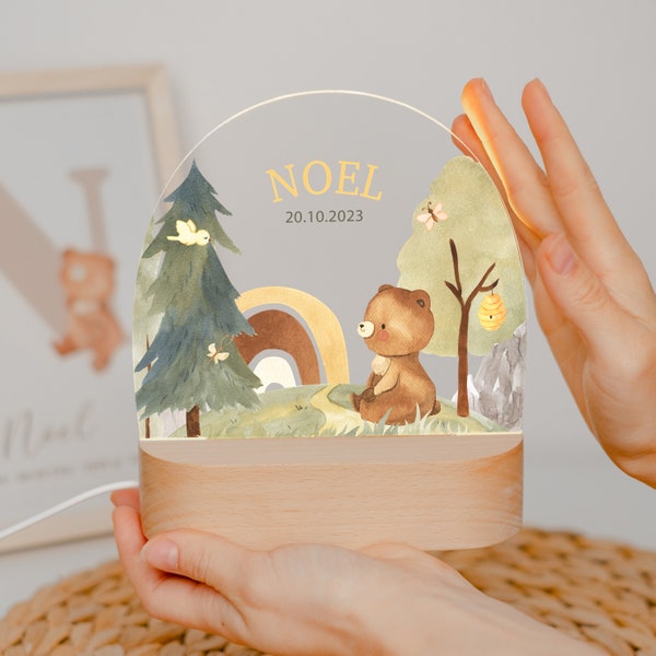 Personalisierte Regenbogen Nachtlampe aus Acryl Babygeschenk Geburt Taufgeschenk Kinderzimmer Geburtstagsgeschenk Nachttischlampe