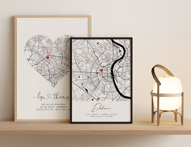 Erinnerungsgeschenk wo alles begann Karte personalisiert, Koordinaten Bild Verlobung Jahrestag Hochzeitsgeschenk Poster Bild 5
