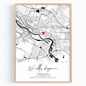 Hochzeitsgeschenk personalisiert | Wo alles begann Koordinaten Bild | Geschenk Hochzeit Jahrestag Verlobung Hochzeitstag