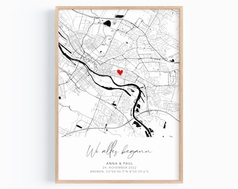 Hochzeitsgeschenk personalisiert | Wo alles begann Koordinaten Bild | Geschenk Valentinstag Hochzeit Jahrestag Verlobung Hochzeitstag