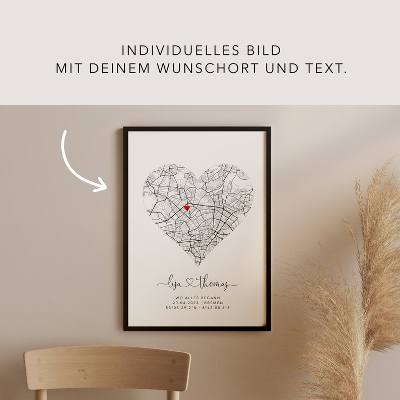 Erinnerungsgeschenk wo alles begann Karte personalisiert, Koordinaten Bild Verlobung Jahrestag Hochzeitsgeschenk Poster Bild 2