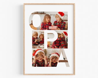 Geschenk für Opa Weihnachtsgeschenk personalisiert Foto Collage Poster Opa Bild mit Bilderrahmen Weihnachten Opa Geschenk vom Enkelkind