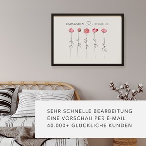 Oma Geschenk Geburtstag Muttertag Ostern Omas Garten Bild personalisiert Muttertagsgeschenk Oma Geburtstagsgeschenk Poster Blume Enkelkinder Bild 6