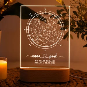 Hochzeitsgeschenk Wo alles begann Sternenhimmel Jahrestag Geschenk für ihn sie Nachtlicht personalisiert Nachtlampe Sterne Sternenkarte
