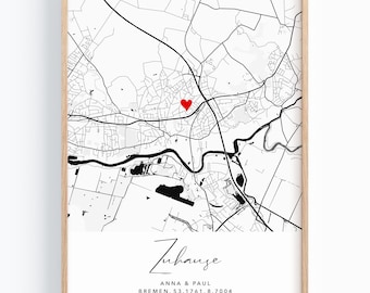 Housewarming gift | Coordinates image of home | Gift for moving in, Valentine's Day, house construction, wedding, topping-out ceremony | Pictures of living room