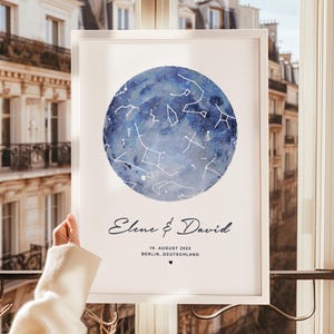 Sternenkarte personalisiert mit Namen & Datum – Hochzeit Geschenk für Paare – Sternenhimmel Poster Wandbild