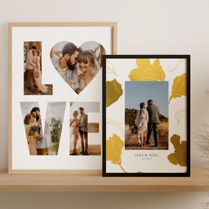 Gift anniversary for him her photo gift wedding engagement wedding anniversary poster with picture frame image 10