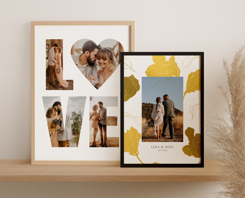 Gift anniversary for him her photo gift wedding engagement wedding anniversary poster with picture frame image 10