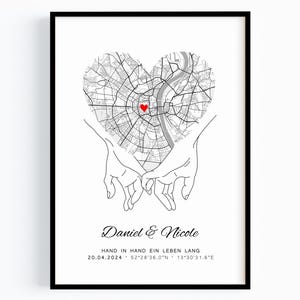Hochzeitsgeschenk Hand in Hand Koordinaten Bild Pärchen Geschenk Brautpaar Geschenk Hochzeit Eltern Silberhochzeit Geschenk Ehemann Mann