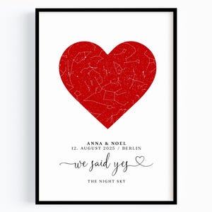 Sternenhimmel Verlobungsgeschenk Sterne Hochzeit Geschenk Brautpaar Hochzeitsgeschenk personalisiert Verlobung Geschenk We said yes Poster