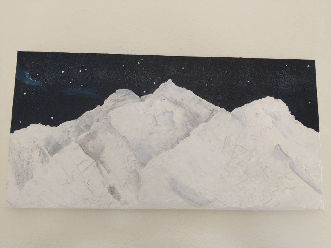 Wall Decoration Wall Art Plaster of Paris Mountain Landscape at Night