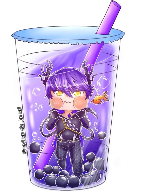 Obey Me Shall We Date Leviathan Boba Tea Sticker Etsy