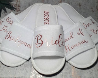 Personalised wedding slippers for bridesmaids