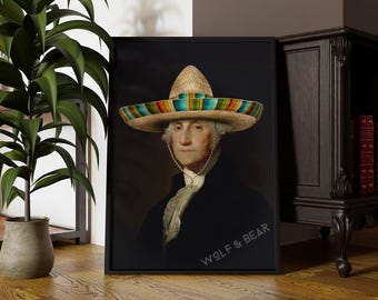 Punk Shabby Chic Wall Art Print - George Washington Holiday, Gothic Humor, Vintage Inspired Decor