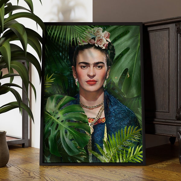 Frida Kahlo Print | Jungle Wall Art | Jungle Portrait | Home Decor | Mexican Artist | Picture Frames Available | Express Delivery