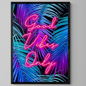 Tropische bladprint met neonroze accenten - Maximalistische jungle muurdecoratie, een eigenzinnig statement piece afbeelding 2