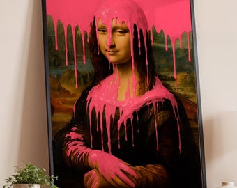 Mona Lisa Neon Paint | Vintage Bold Style Mona Lisa Print
