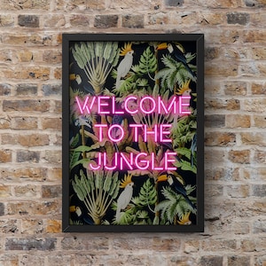 Welcome to the Jungle Neon Print | Pink Neon Print | Neon Home Decor | Wall Art | . | Express Delivery
