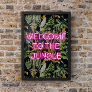 Welcome to the Jungle Neon Print | Pink Neon Print | Neon Home Decor | Wall Art | . | Express Delivery  Quirky Decor