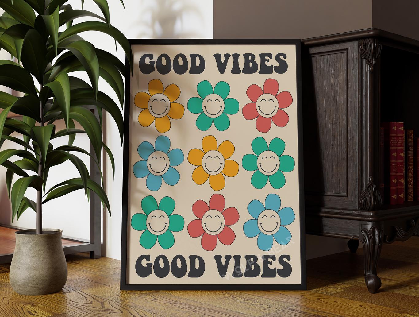 Good Vibes Vintage Quote Print | Pop Art Wall Art