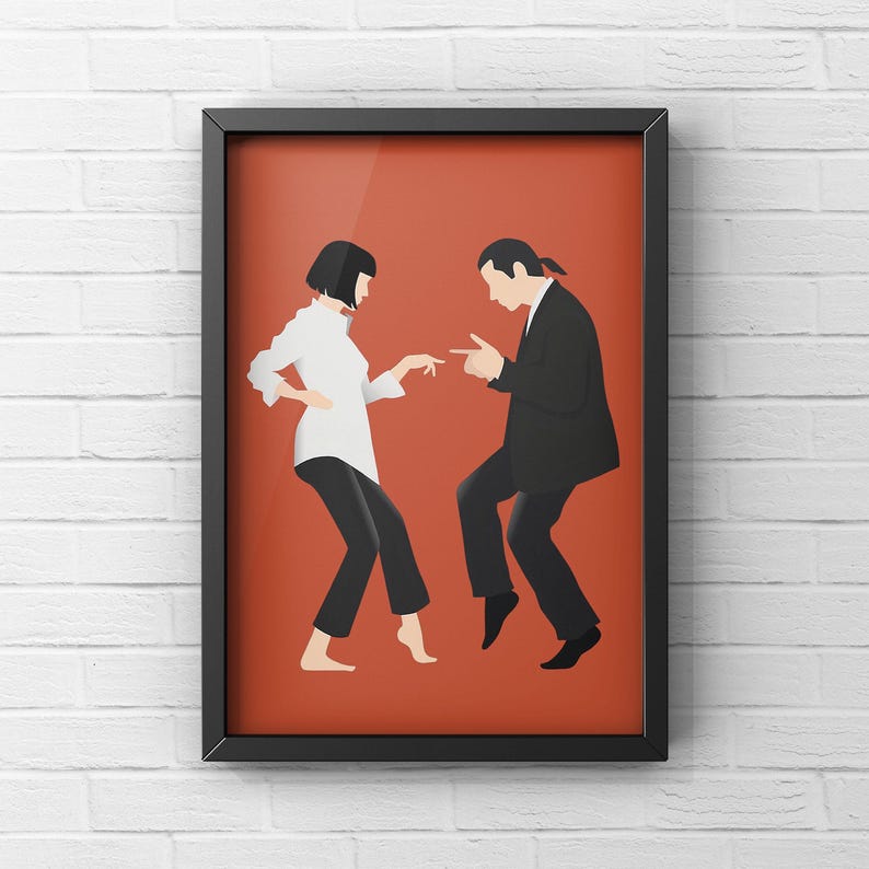 Pulp Fiction Dance Print: Iconic Movie Scene in Bold Colors image 2