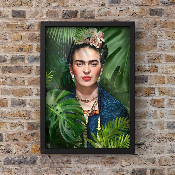Frida Kahlo Kunstdruck | Dschungel Wandkunst | Dschungel Portrait | Wohndekor | Mexikanischer Künstler | Bilderrahmen verfügbar | Expressversand