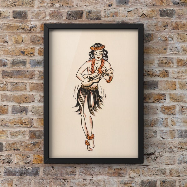 Sailor Jerrys | Iconic Pin Up Girl Art | Aloha Girl Tattoo Art | Optional Framing | Express Delivery