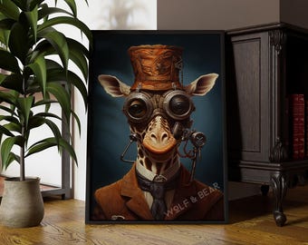 Steampunk Giraffe | Altered Portrait Wall Art
