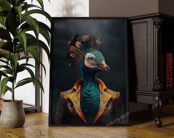 Cuadros de pavo real vintage para pared: colores llamativos, decoración bohemia original.