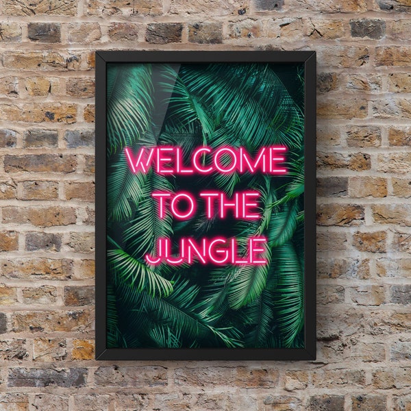 Welcome to the Jungle Neon Print Vol 2 | Pink Neon Print | Neon Home Decor | Wall Art | . | Express Delivery