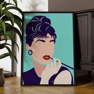 Breakfast at Tiffany’s Audrey Hepburn Minimal Wall Art, Optional Framing  Quirky Decor