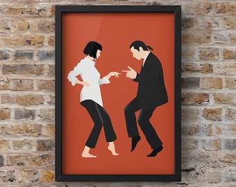 Pulp Fiction Dance Print: Iconic Movie Scene in Bold Colors
